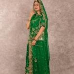 Emerald Green Salma Work Poshak | Aari & Sequins Work on Bamber Satin | Jaipurio Designer Collection